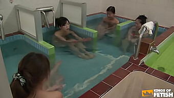 Busty Japanese Girls Get Fingered By A Pervert Guy In The Shower