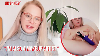 Anna, A Seductive Blonde With Glasses, Indulges In Solo Pleasure With A Sex Toy